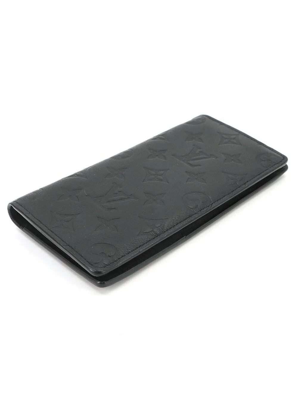 Louis Vuitton Monogram Shadow Portefeuille Brazza Bifold Wallet Leather Black